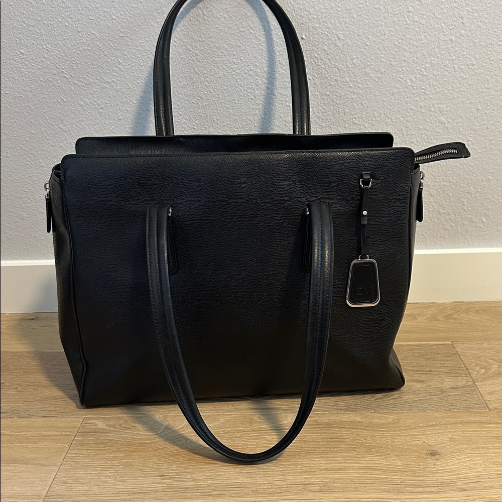 TUMI Black Saffiano Leather Work Tote